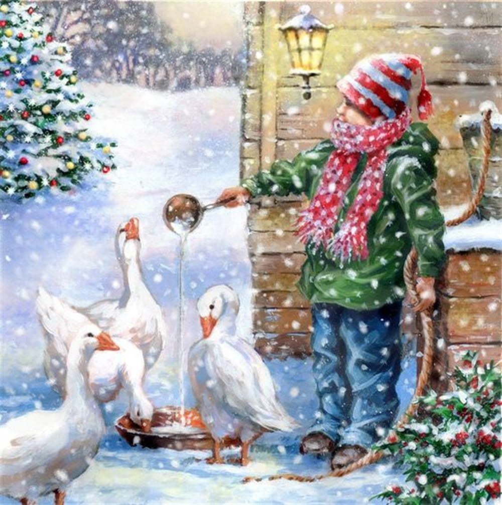 YILBAŞIMarcel Sanat Elmas Mozaik Tablo & Diamond Painting TurkeyM20174059Küçük Çocuk Ve Kazlar Marcel Sanat Elmas Mozaik Tablo 51x51cm