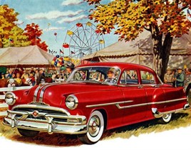 1953 Model Pontiac Chieftain Kırmızı Elmas Mozaik Tablo 64x51cm