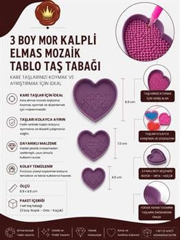 AKSESUARMarcel Sanat Elmas Mozaik Tablo & Diamond Painting TurkeyM2017MOR3LÜMARCEL 3 Boy Mor Kalpli Elmas Mozaik Tablo Taş Tabağı