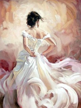 Beyaz Elbiseli Kadın Elmas Mozaik Tablo