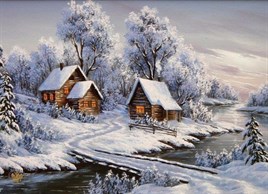 Kar ve Ormanın Güzelliği Elmas Mozaik Tablo 70x50cm