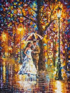 Leonid Afremov Yağmur ve Gelin Elmas Mozaik Tablo 40x55cm