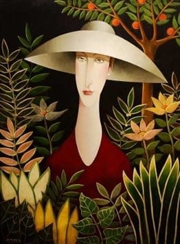 Marcel Sanat Elmas Mozaik Puzzle Tablo Şapkalı İngiliz Kadını 38x51 cm