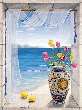 Marcel Sanat Yaza Açılan Pencere Elmas Mozaik Tablo 45x60cm