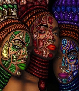 MODERNMarcel Sanat Elmas Mozaik Tablo & Diamond Painting TurkeyM20173653Afrikalı Üç Kadın Marcel Sanat Elmas Mozaik Tablo 61x69cm