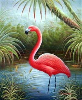 Pembe Flamingo Elmas Mozaik Tablo 40x50cm