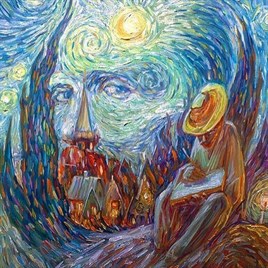 Van Gogh ve Yıldızlı Gece Elmas Mozaik Tablo 58x58cm