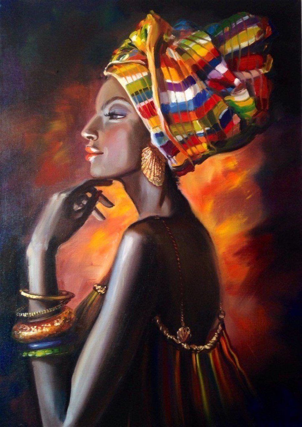 Afrika Güzeli Elmas Mozaik Tablo 41x56cm