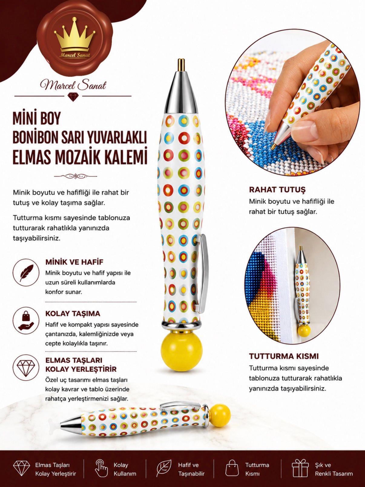 AKSESUARMarcel Sanat Elmas Mozaik Tablo & Diamond Painting TurkeyM2017BNBNKLMMARCEL Mini Boy Bonibon Sarı Yuvarlaklı Elmas Mozaik Kalemi