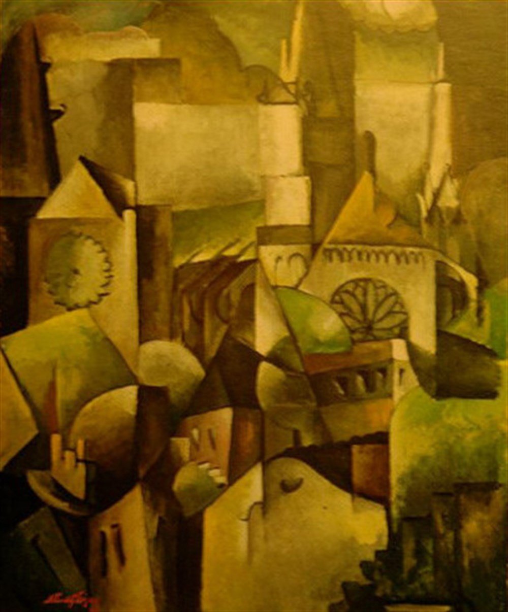 Albert Gleizes (1881-1953)- The Cathedral of Chartres,1912 Elmas Mozaik Tablo 48x58cm