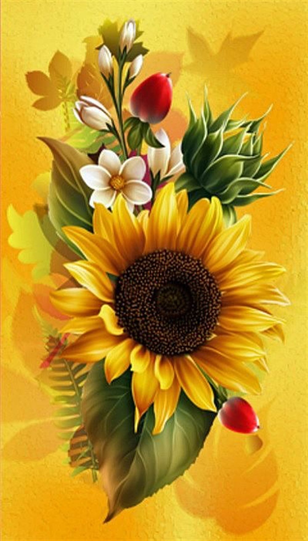 Ayçiçeği Elmas Mozaik Tablo 30x53cm