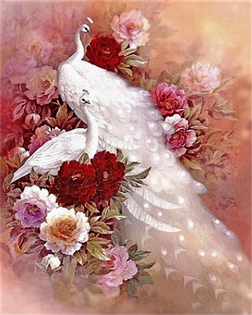 Bordo Çiçekli Beyaz Kuğu