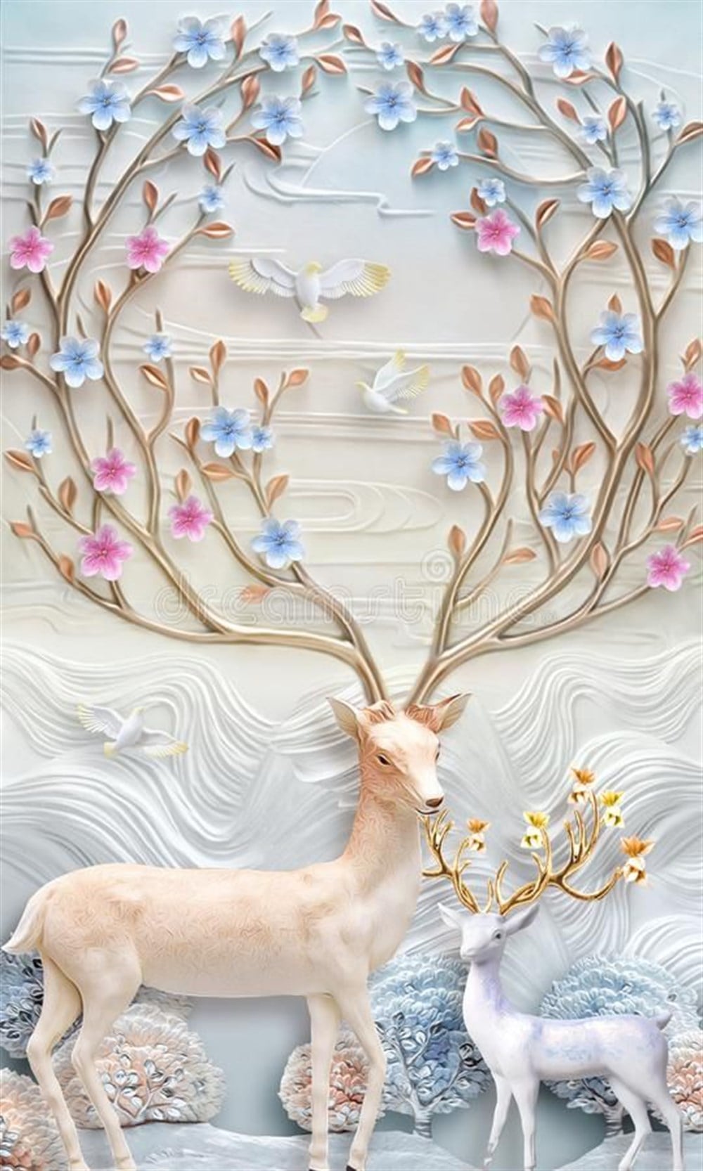 CANLILARMarcel Sanat Elmas Mozaik Tablo & Diamond Painting TurkeyM20173556Çiçekli Dağ Geyiği Marcel Sanat Elmas Mozaik Tablo 51x84cm