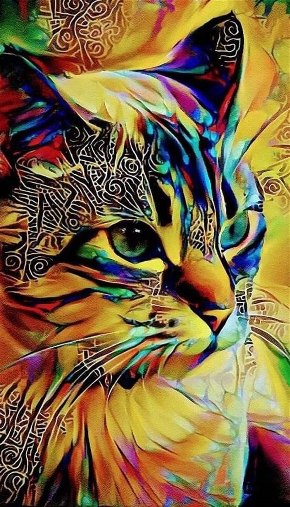 CANLIMarcel Sanat Elmas Mozaik Tablo & Diamond Painting TurkeyM20176545Renkli Kedi Marcel Sanat Elmas Mozaik Tablo 36X64cm