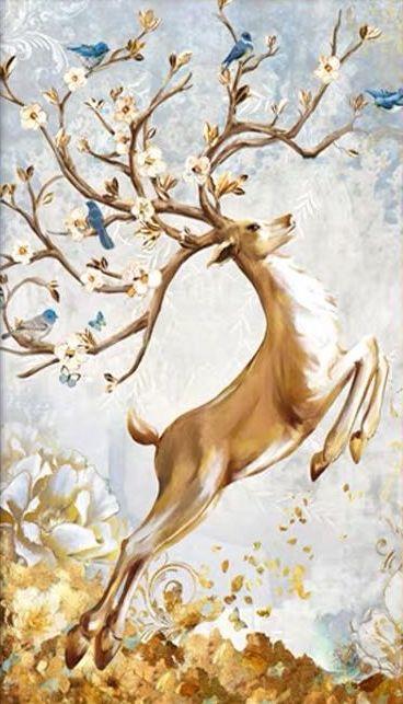 CANLIMarcel Sanat Elmas Mozaik Tablo & Diamond Painting TurkeyM20176812Çiçekli Geyik 40x70cm-Marcel Sanat Elmas Mozaik Tablo