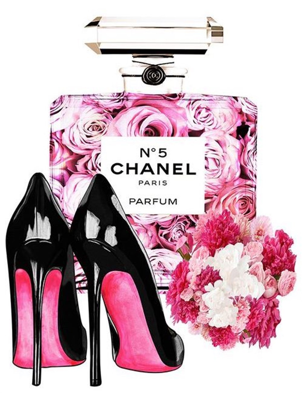 Chanel Ayakkabı ve Parfüm Elmas Mozaik Tablo 46x61cm- marcelsanat.com