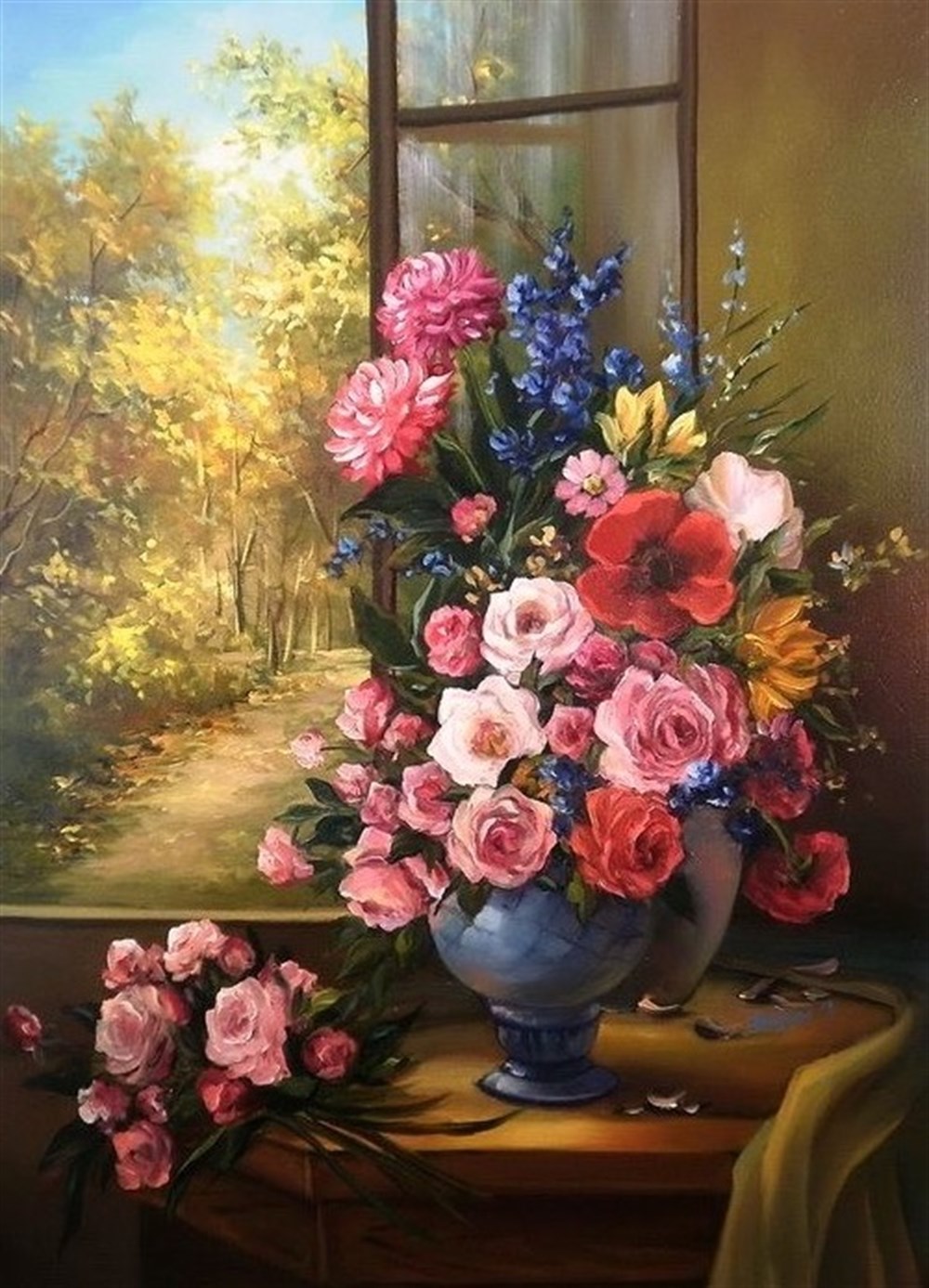 ÇİÇEK-AĞAÇMarcel Sanat Elmas Mozaik Tablo & Diamond Painting TurkeyM20174166Pencere Yanındaki Mis Kokulu Arajman Marcel Sanat Elmas Mozaik Tablo 43X61cm