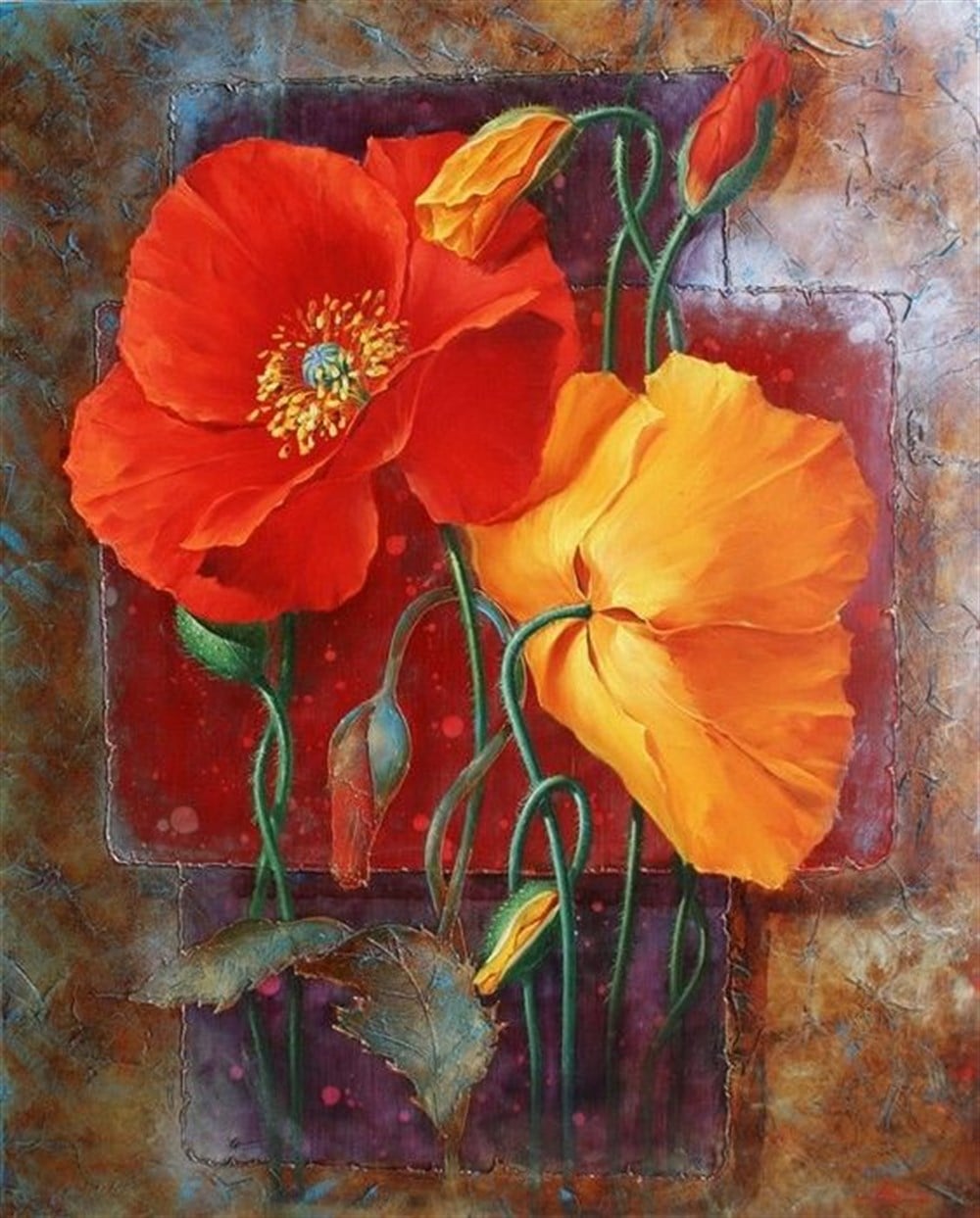 ÇİÇEK-AĞAÇMarcel Sanat Elmas Mozaik Tablo & Diamond Painting TurkeyM20173310Kırmızı Sarı Gelincik Elmas Mozaik Tablo 40x50cm