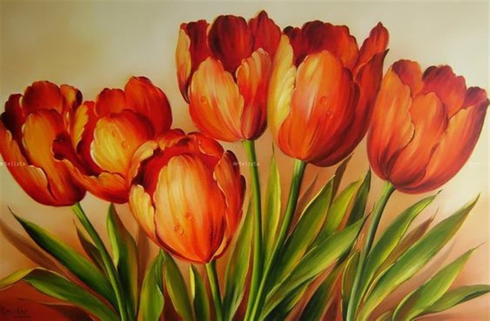 ÇİÇEKMarcel Sanat Elmas Mozaik Tablo & Diamond Painting TurkeyM20173222Turuncu Laleler Elmas Mozaik Tablo 77x50cm