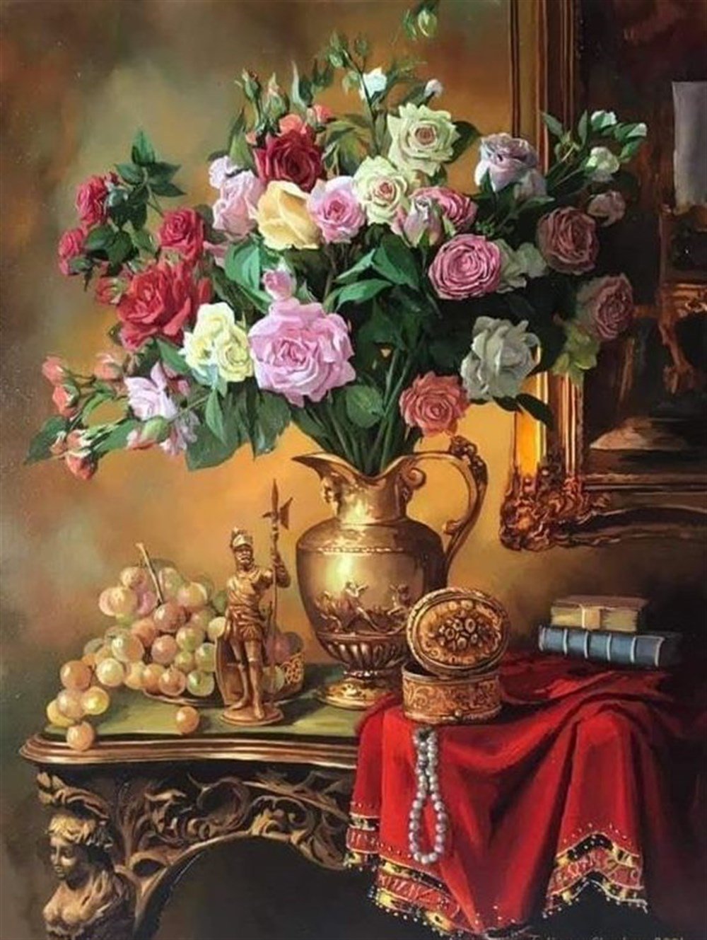 ÇİÇEKMarcel Sanat Elmas Mozaik Tablo & Diamond Painting TurkeyM20176614Kırmızı Örtü Ve Renkli Çiçekler Marcel Sanat Elmas Mozaik Tablo 56X74cm
