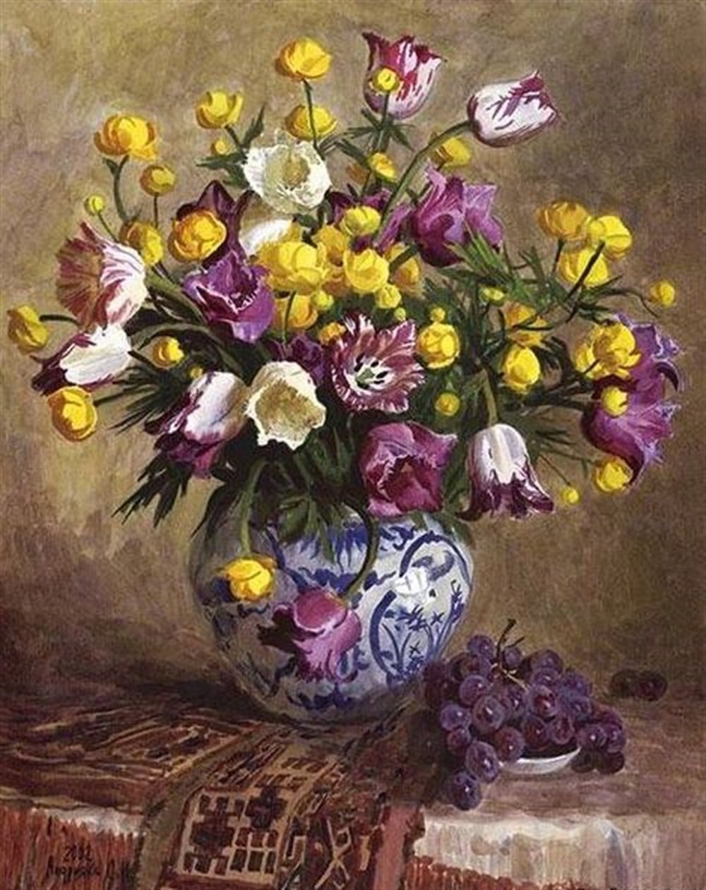 ÇİÇEKMarcel Sanat Elmas Mozaik Tablo & Diamond Painting TurkeyM20176119Çini Vazodaki Sarı Mor Çiçekler Marcel Sanat Elmas Mozaik Tablo 58X74cm