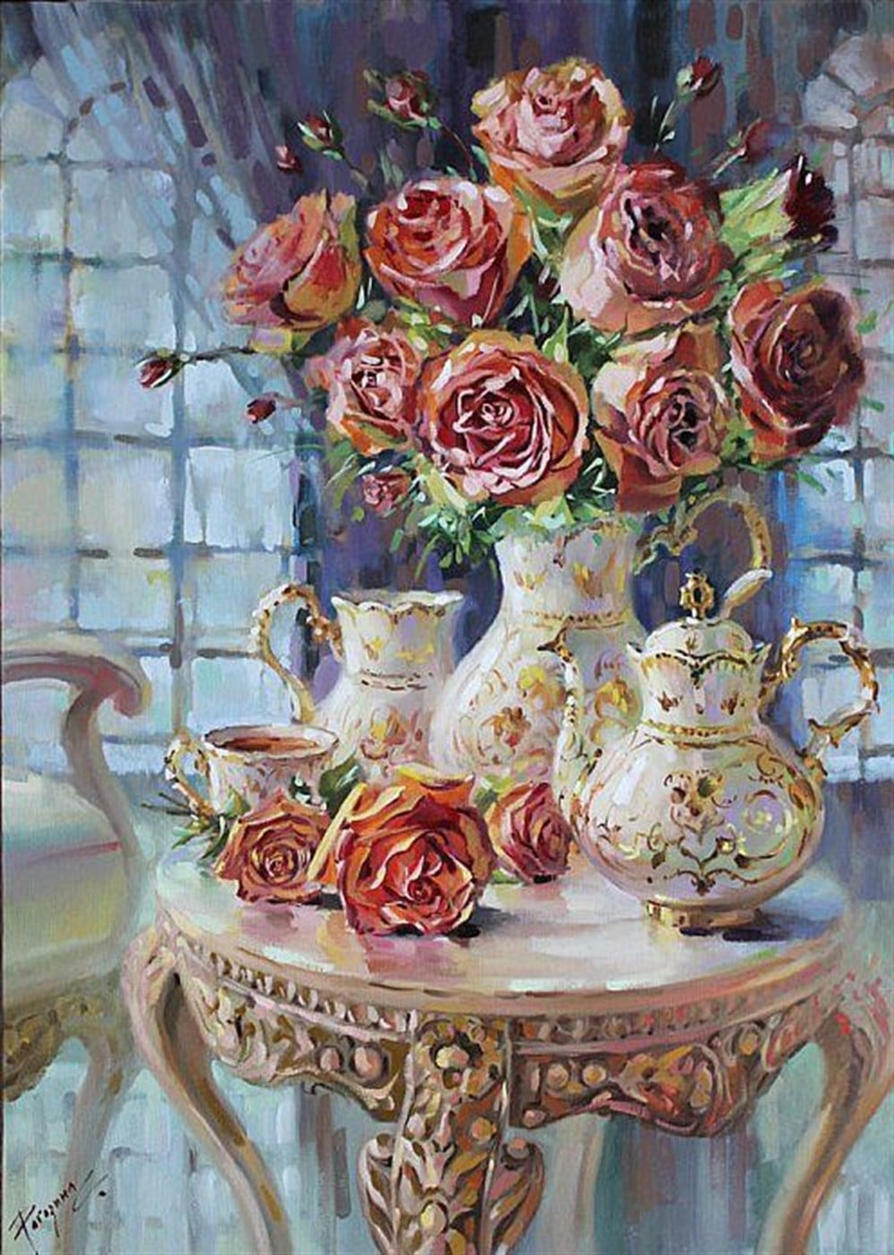 ÇİÇEKMarcel Sanat Elmas Mozaik Tablo & Diamond Painting TurkeyM20176508Porselenler Ve Güller Marcel Sanat Elmas Mozaik tablo 48x66cm