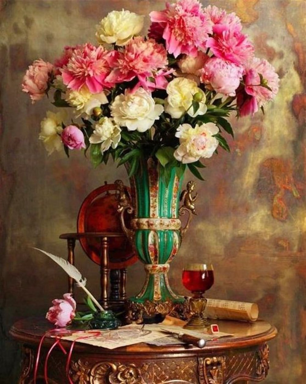 ÇİÇEKMarcel Sanat Elmas Mozaik Tablo & Diamond Painting TurkeyM20176550Klasik Yeşil Vazodaki Çiçekler Marcel Sanat Elmas Mozaik Tablo 51X64cm