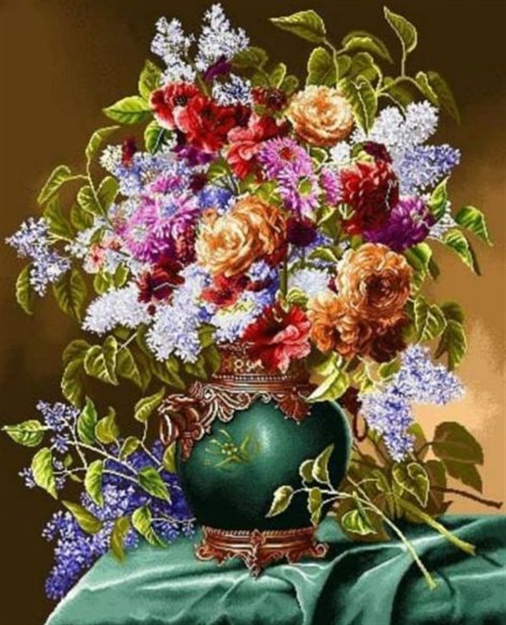 ÇİÇEKMarcel Sanat Elmas Mozaik Tablo & Diamond Painting TurkeyM20176204Yeşil Vazo Ve Rengarenk Çiçekler Marcel Sanat Elmas Mozaik Tablo 56X69cm