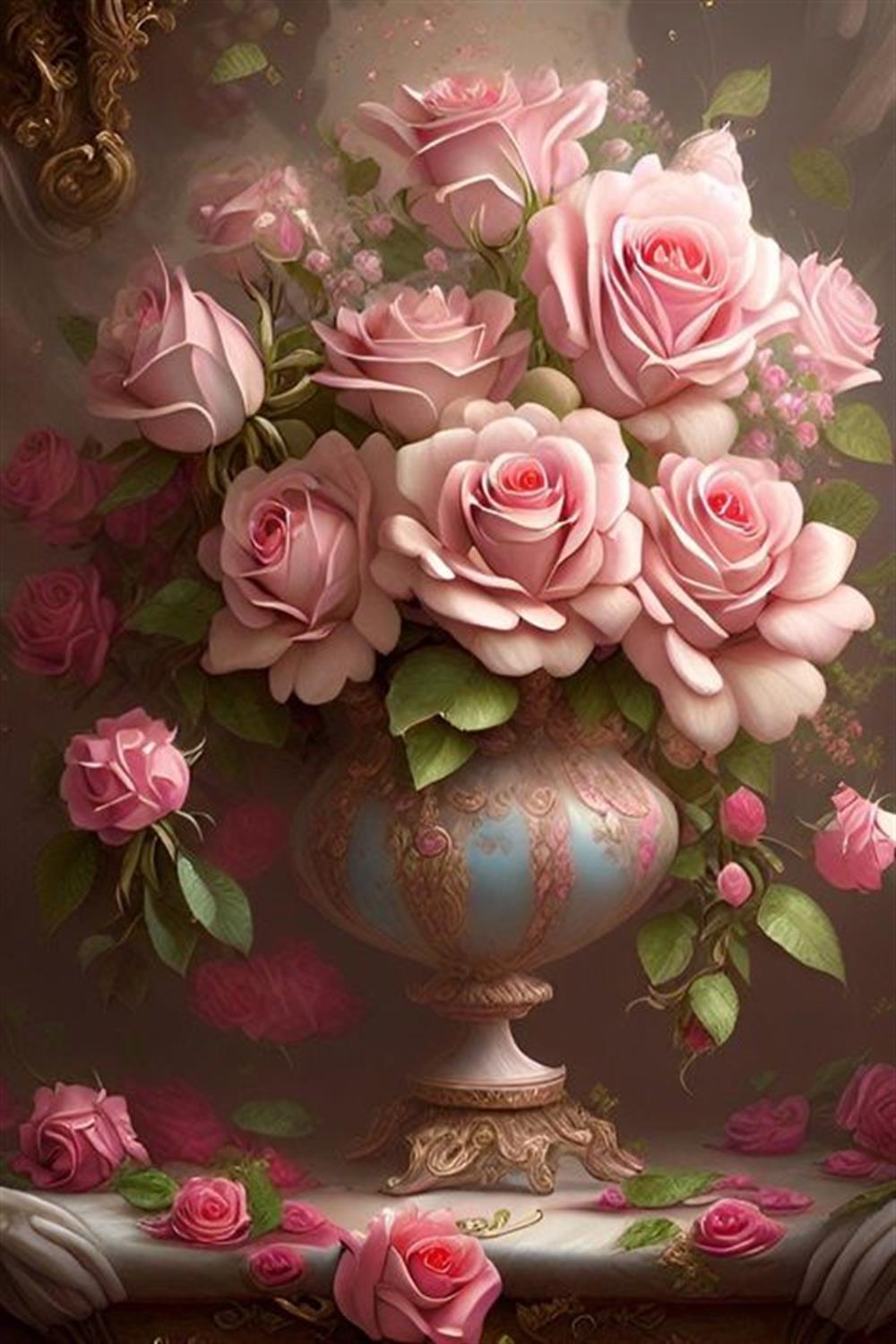 ÇİÇEKMarcel Sanat Elmas Mozaik Tablo & Diamond Painting TurkeyM20176692Pembe Güller 33x51cm-Marcel Sanat Elmas Mozaik Tablo 