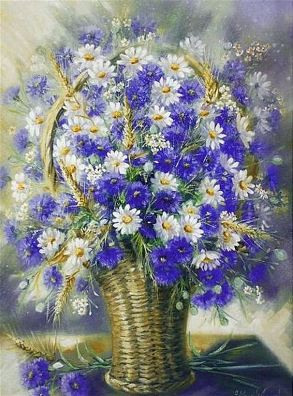 ÇİÇEKMarcel Sanat Elmas Mozaik Tablo & Diamond Painting TurkeyM20176123Sepetteki Kır Çiçekleri Marcel Sanat Elmas Mozaik Tablo 74X99cm