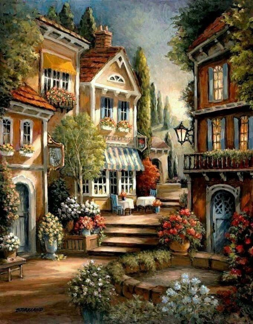 Dar Sokak ve Evler Elmas Mozaik Tablo 46x58cm