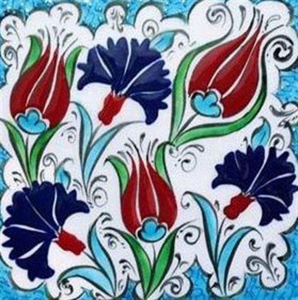DESENMarcel Sanat Elmas Mozaik Tablo & Diamond Painting TurkeyM20176059Çini Lale Desen Marcel Sanat Elmas Mozaik Tablo 61x61cm