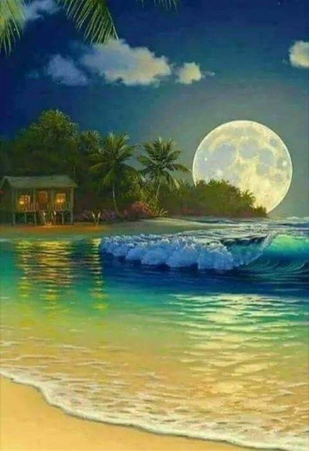 Dolunay ve Deniz Elmas Mozaik Tablo