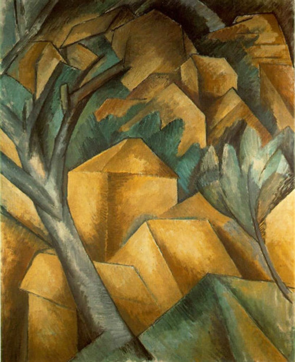 Georges Braque (1882- 1963) Houses At L'Estaque, 1908 Elmas Mozaik Tablo 48x58cm