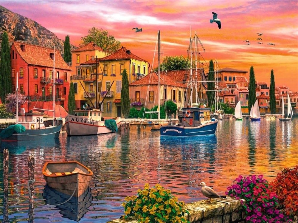 Günbatımı Güzelliği Elmas Mozaik Tablo 69x51cm