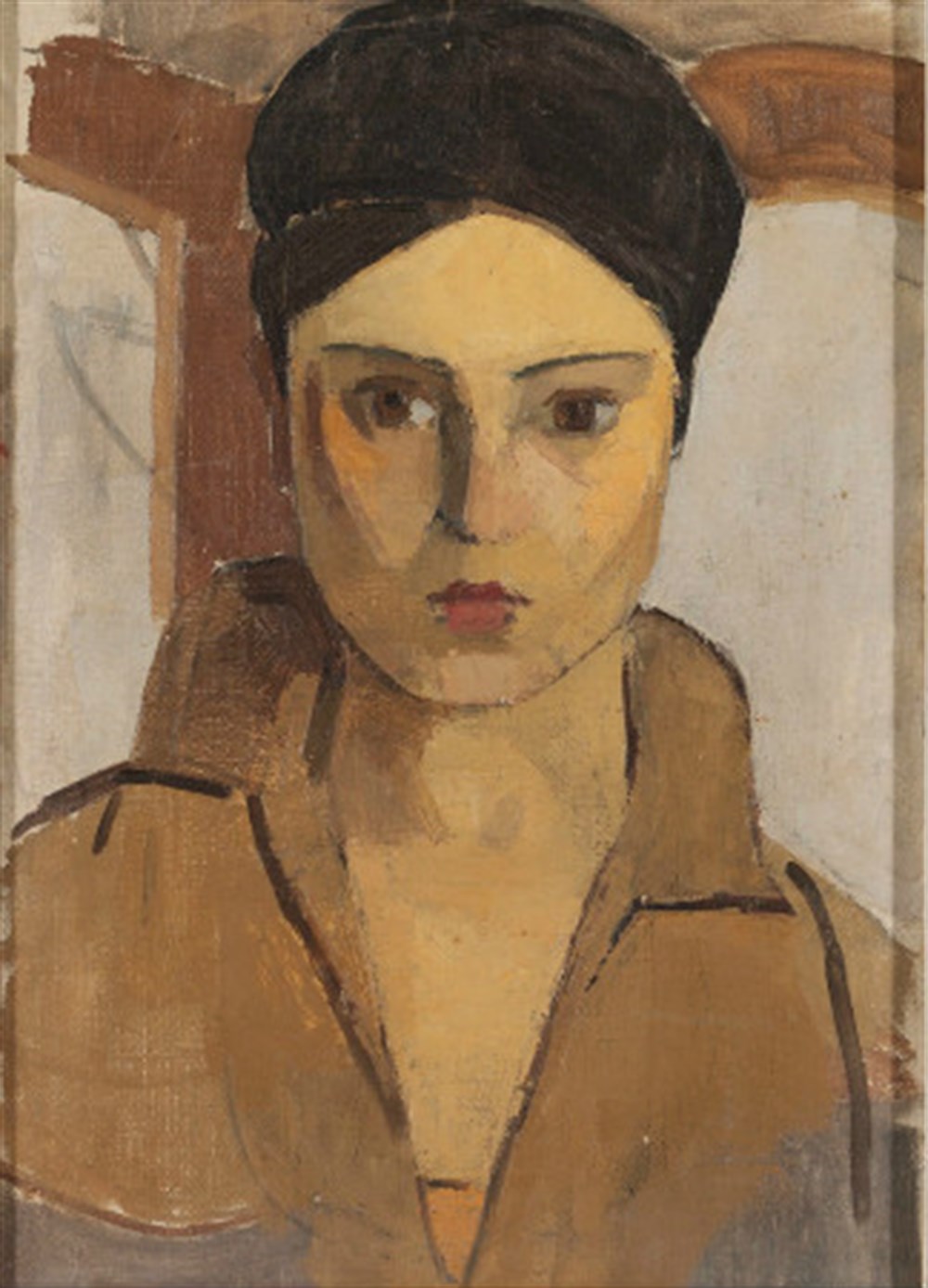 Hale Asaf (1905-1938)- Otoportre Elmas Mozaik Tablo 43x58cm