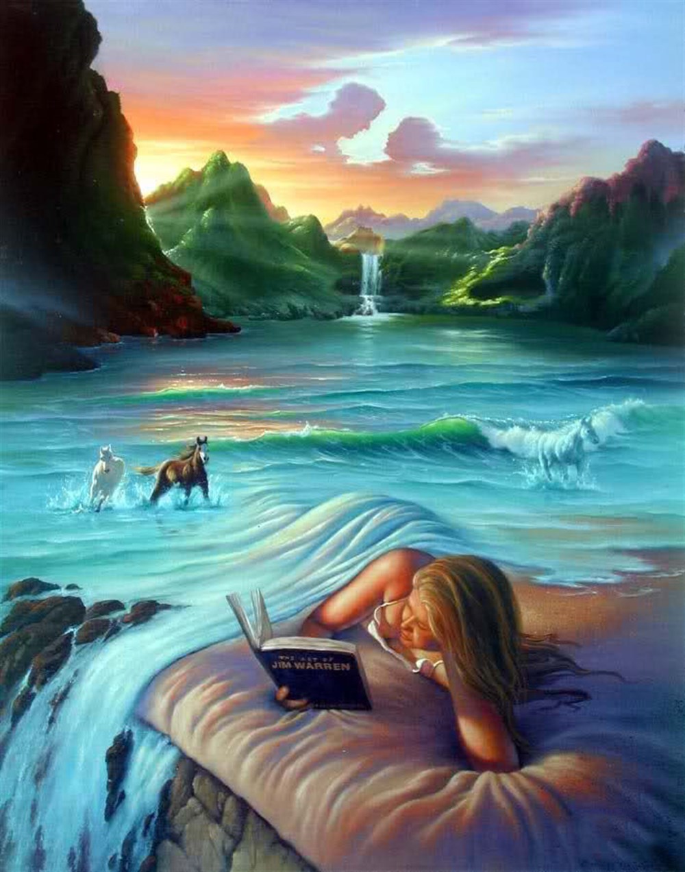 Jim Warren'in Tablosunda Yaşamak Elmas Mozaik 40x50cm