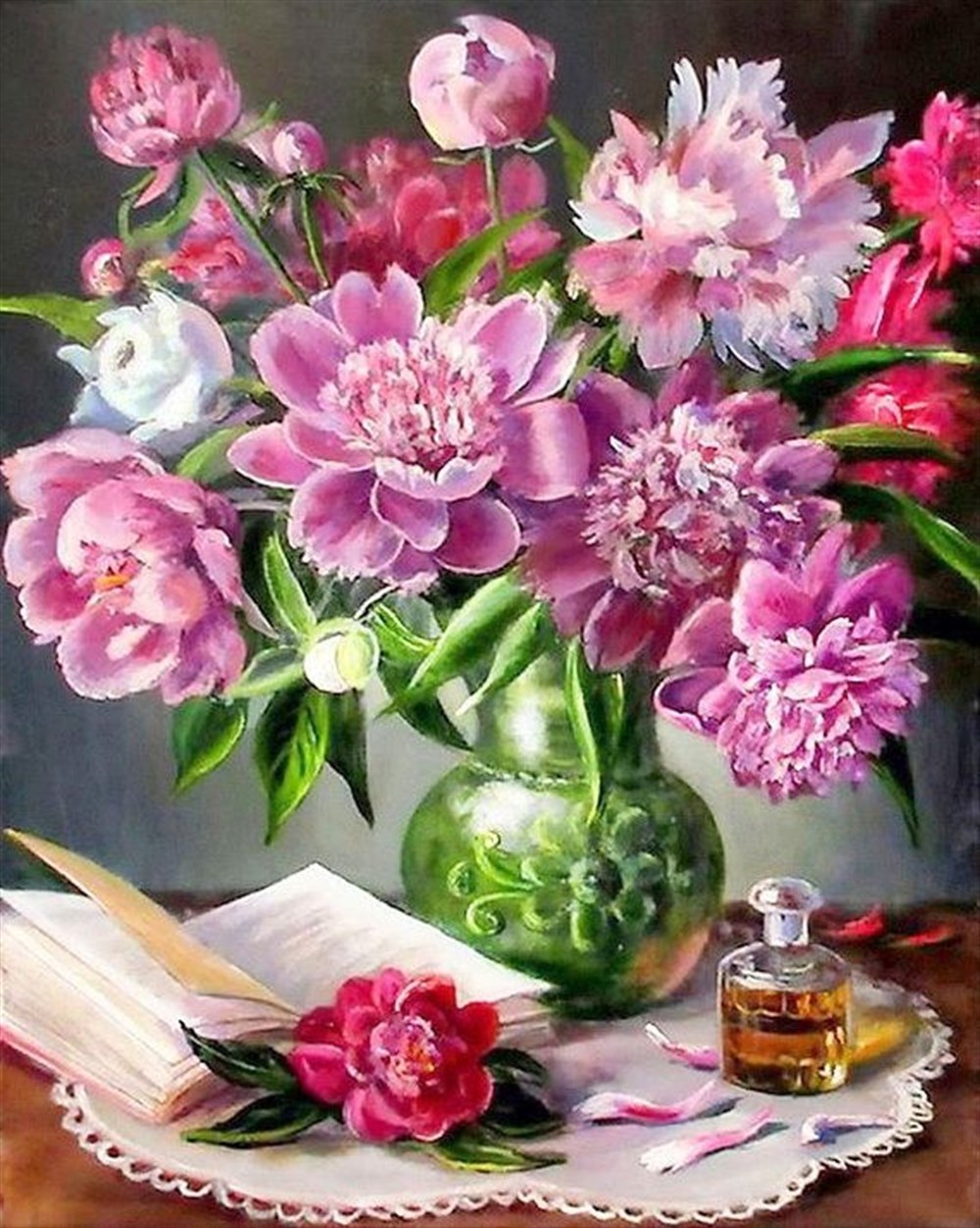 Katmerli Karanfil Elmes Mozaik Tablo 46x56cm