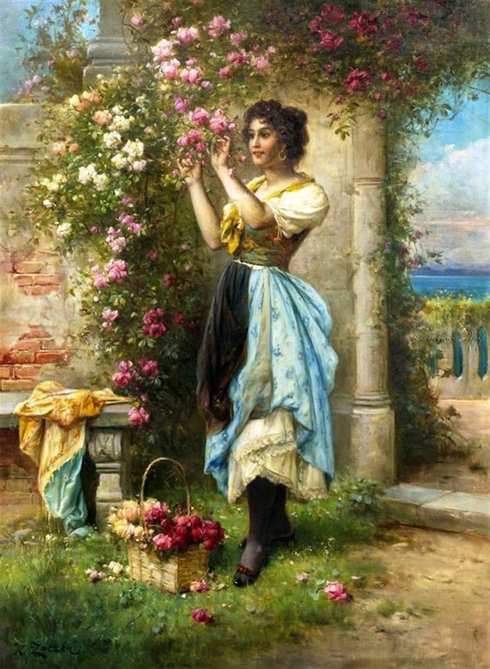 KLASİKMarcel Sanat Elmas Mozaik Tablo & Diamond Painting TurkeyM20173539Çiçek Toplayan Mavi Etekli Kadın Marcel Sanat Elmas Mozaik Tablo 46x64cm