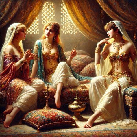 KLASİKMarcel Sanat Elmas Mozaik Tablo & Diamond Painting TurkeyM20177011Saraylı Kızlar 60x60cm-Marcel Sanat Elmas Mozaik Tablo