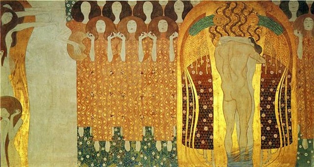Klimt- Beethovenfries (1902) Elmas Mozaik Tablo 97x51cm