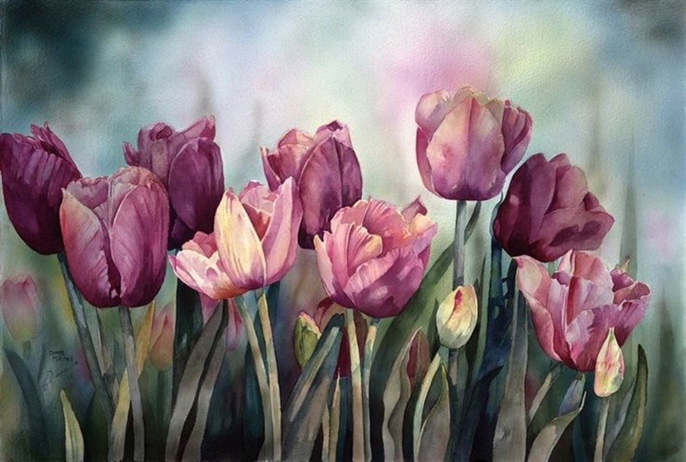 Laleler Elmas Mozaik Tablo 76x51cm