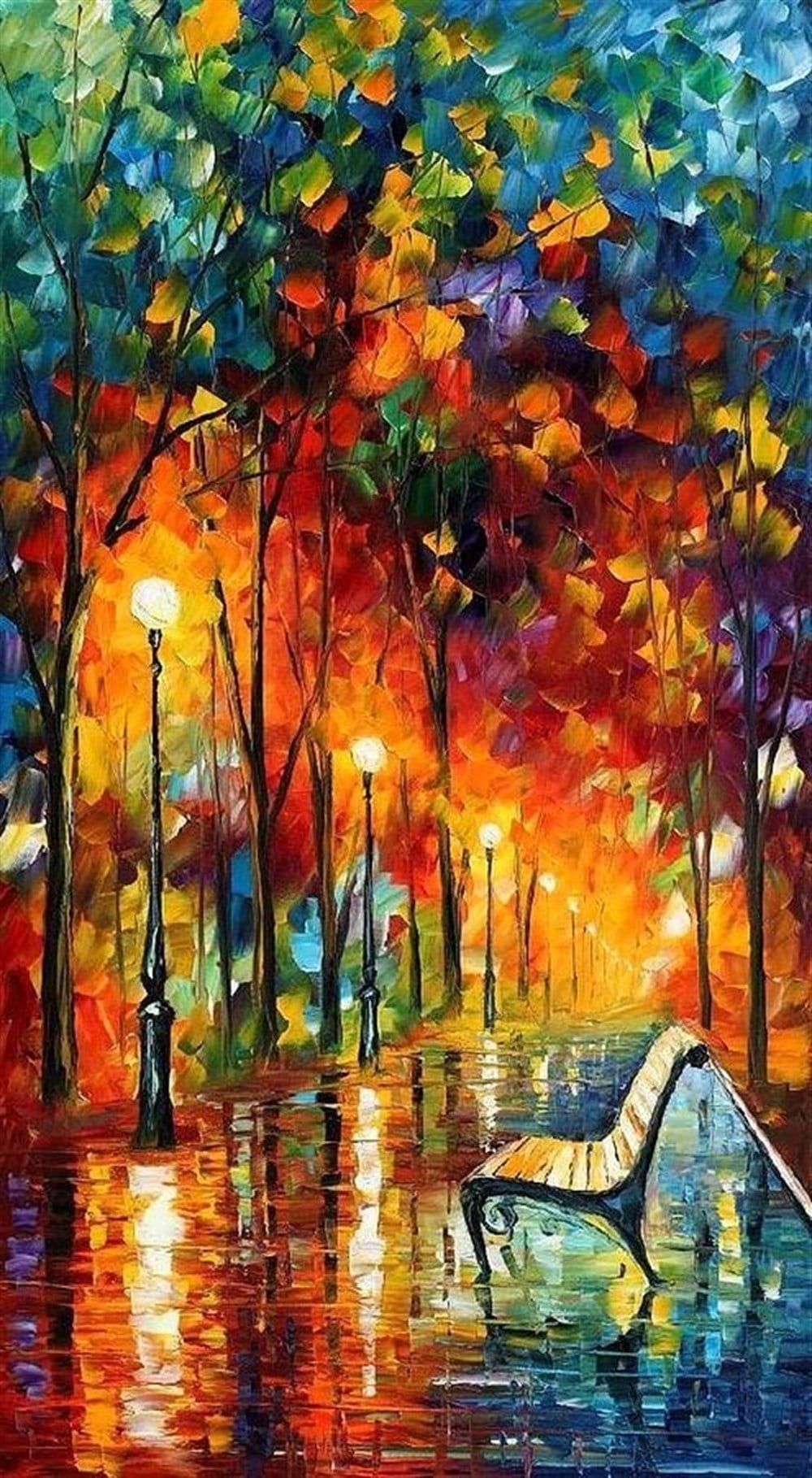 Lenoid Afremov Yağmurlu Gece Elmas Mozaik Tablo 30x56cm