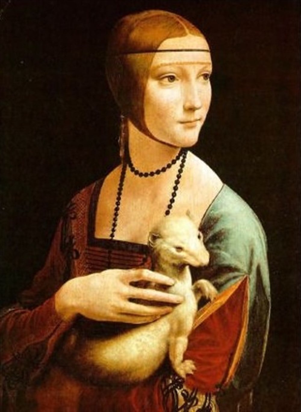 Leonardo Da Vinci Kakımlı Kadın (1489-1491) Elmas Mozaik Tablo 43x58cm