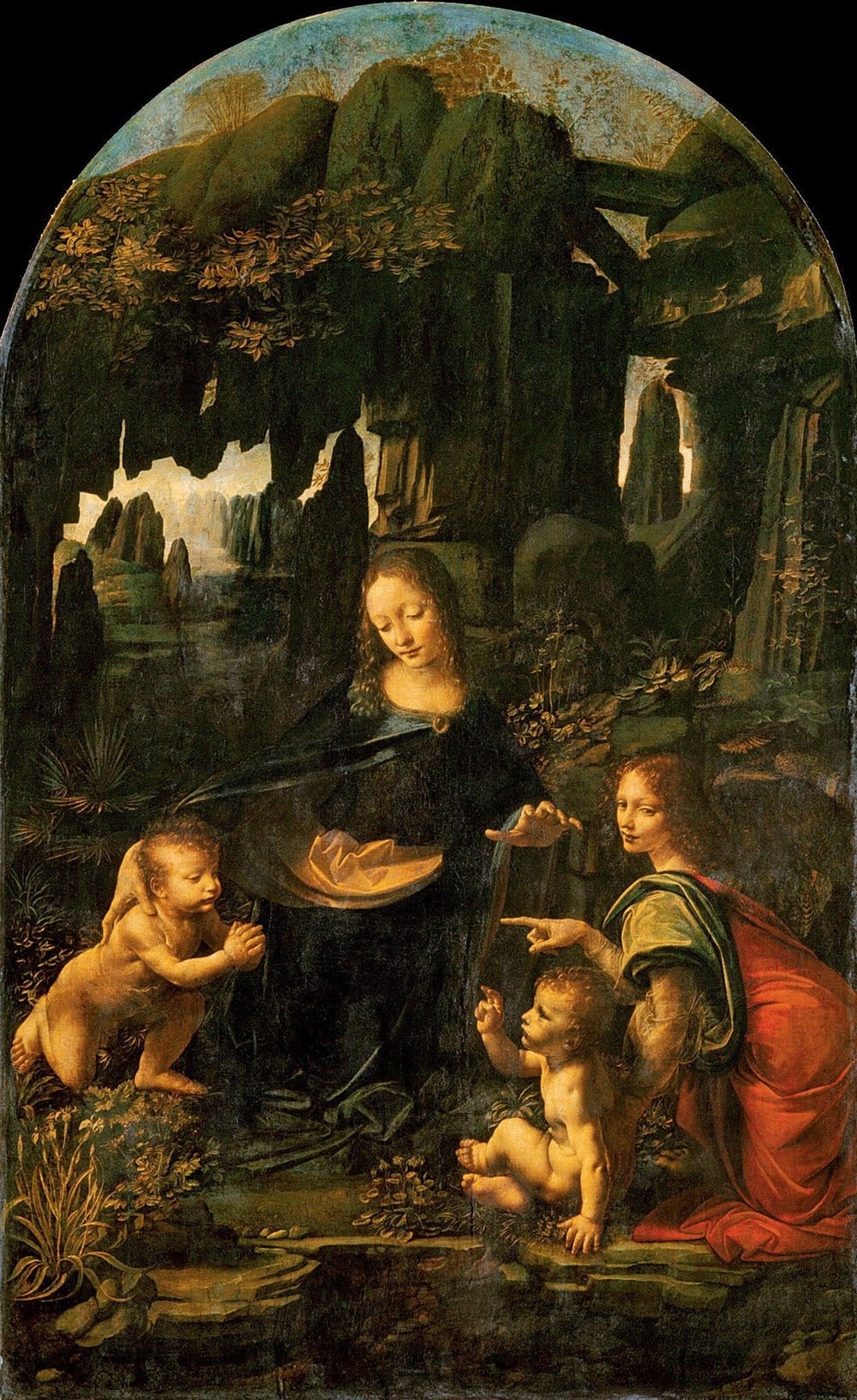 Leonardo Da Vinci Kayalıklar Bakiresi (1483-1486) Elmas Mozaik Tablo 41x66cm