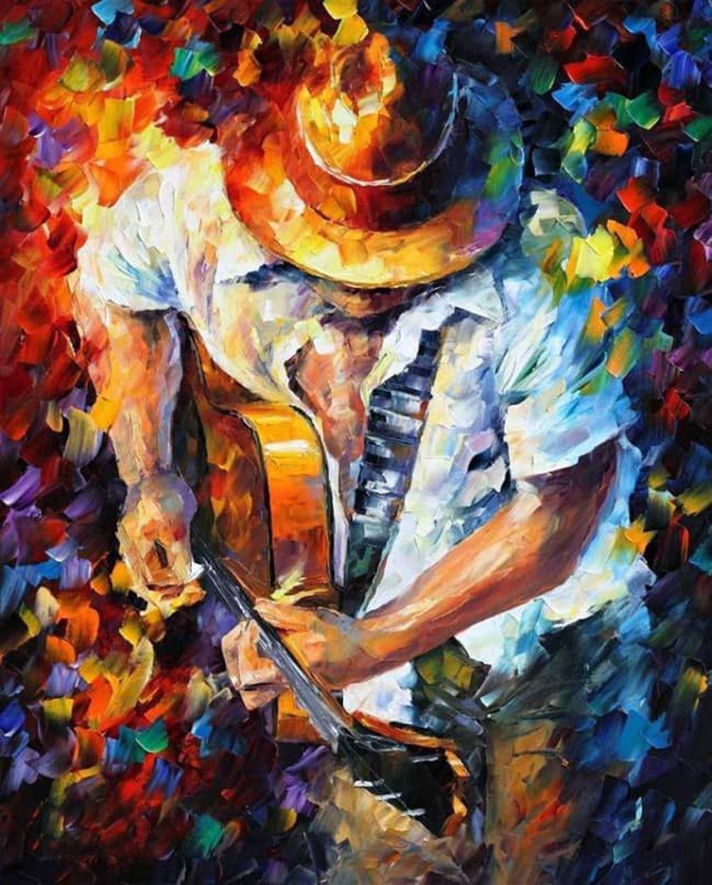 Leonid Afremov Gitarist Elmas Mozaik Tablo 40x50cm