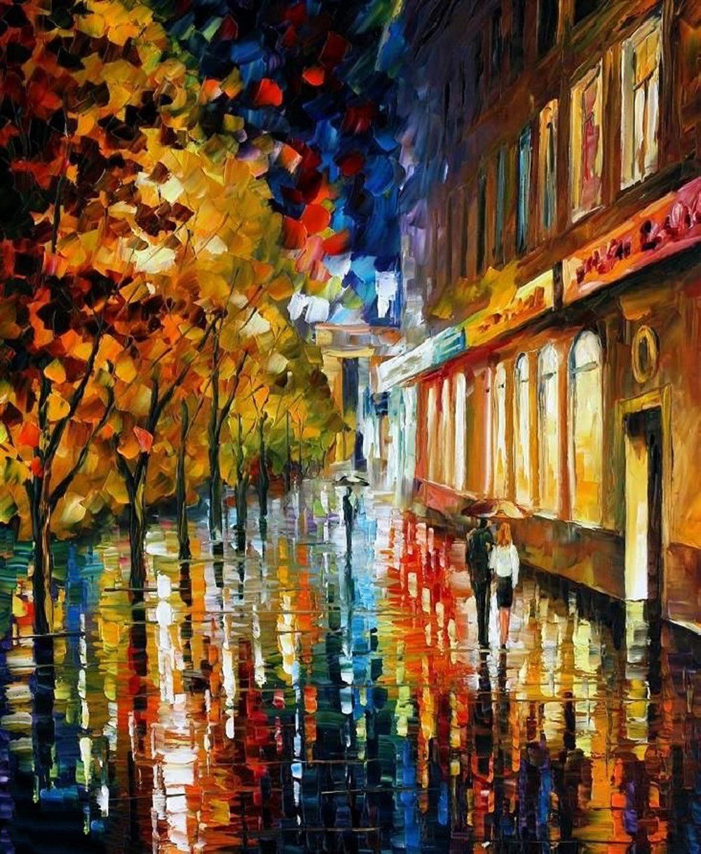Leonid Afremov Sokak Elmas Mozaik Tablo 45x55cm
