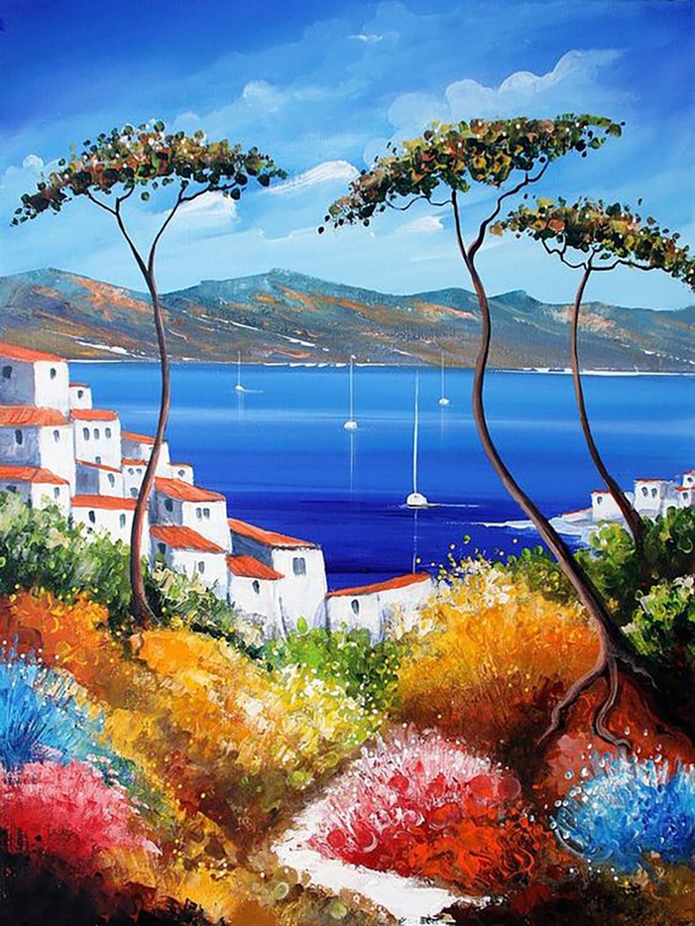 MANZARAMarcel Sanat Elmas Mozaik Tablo & Diamond Painting TurkeyM20173143Bodrum Evi Manzarası Elmas Mozaik Tablo 41x55cm 