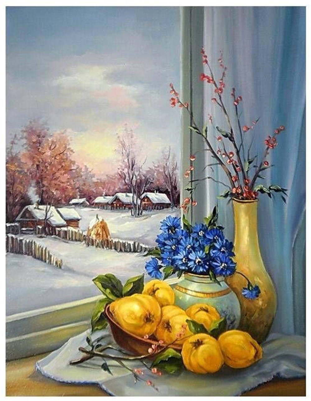 MANZARAMarcel Sanat Elmas Mozaik Tablo & Diamond Painting TurkeyM20173757Kar Manzarası Ve Ayvalar Marcel Sanat Elmas Mozaik Tablo 46x58cm