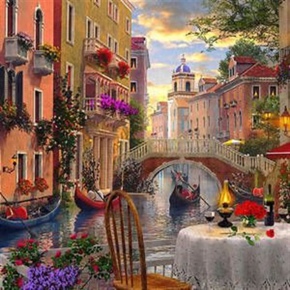 MANZARAMarcel Sanat Elmas Mozaik Tablo & Diamond Painting TurkeyM20173757Venedik Kıyısında Bir Restaurant Marcel Sanat Elmas Mozaik Tablo 61x61cm